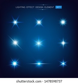 Lighting effect star glittering particle and flare transparent design element vector illustration