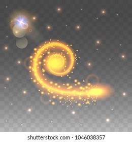 The lighting effect is a swirling spiral. Speed lighting effect. Luminous flux with flickering lights. Vector illustration.