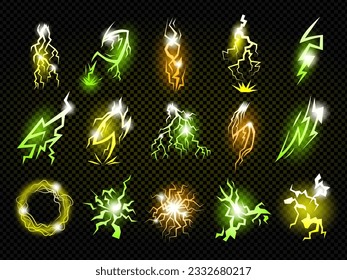 Lighting effects. Glowing electricity lighting recent vector cartoon electric shapes