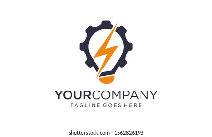 Lighting electric lamp on logo vector 