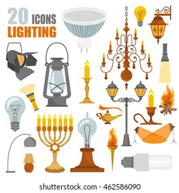 Lighting elements icon set. Vector illustration