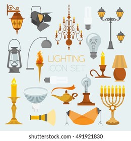 Lighting elements icon set. Vector illustration