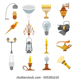 Lighting elements icon set. Vector illustration