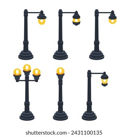 lighting fixtures for outdoor urban, Street lighting. Vector illustration