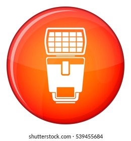 Lighting flash for camera icon in red circle isolated on white background vector illustration