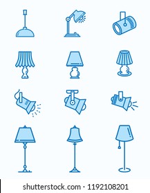 Lighting flat line icons. Thin signs for for mobile and web applications.
