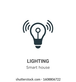 Lighting glyph icon vector on white background. Flat vector lighting icon symbol sign from modern smart house collection for mobile concept and web apps design.