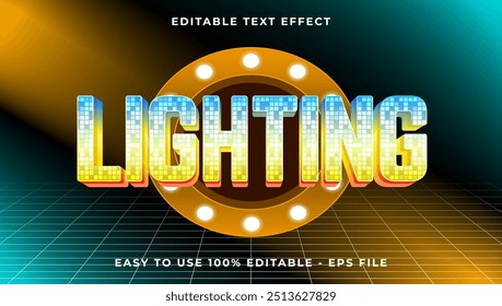 modelo de efeito de estilo de texto gradiente de iluminação, efeito de texto editável luz de brilho 3D