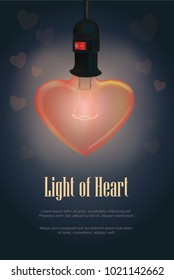 Lighting from the heart shape lamp. On a dark blue background