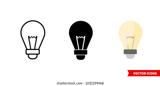 Lighting icon of 3 types: color, black and white, outline. Isolated vector sign symbol.