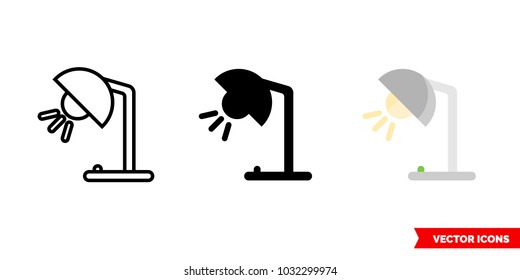 Lighting icon of 3 types: color, black and white, outline. Isolated vector sign symbol.