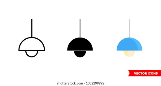 Lighting icon of 3 types: color, black and white, outline. Isolated vector sign symbol.