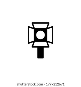 Icono de iluminación en glifo plano negro, estilo relleno aislado en fondo blanco