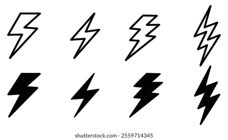 lighting icon set, electric icon. power icon. energy sign