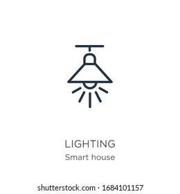 Lighting icon. Thin linear lighting outline icon isolated on white background from smart house collection. Line vector sign, symbol for web and mobile