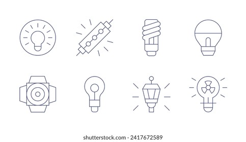 Lighting icons. Editable stroke. Containing ledlight, lightbulb, idea, lighting, spotlight.