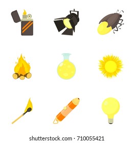 Lighting icons set. Cartoon set of 9 lighting vector icons for web isolated on white background