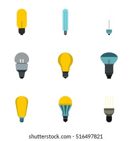 Lighting icons set. Flat illustration of 9 lighting vector icons for web