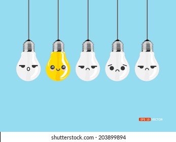 lighting idea bulb, concept think different or think positive, vector eps 10