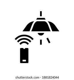 lighting lamp remote control glyph icon vector. lighting lamp remote control sign. isolated contour symbol black illustration