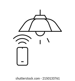 lighting lamp remote control line icon vector. lighting lamp remote control sign. isolated contour symbol black illustration