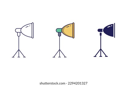 Lighting line and solid illustration icon