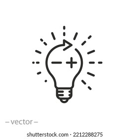 lighting managing icon, level light scale, regulate brightness, light bulb, thin line symbol on white background - editable stroke vector illustration eps10