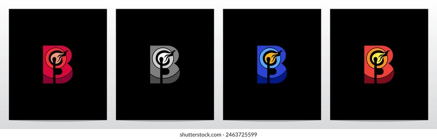 Lighting Matchstick Letter Initial Logo Design B