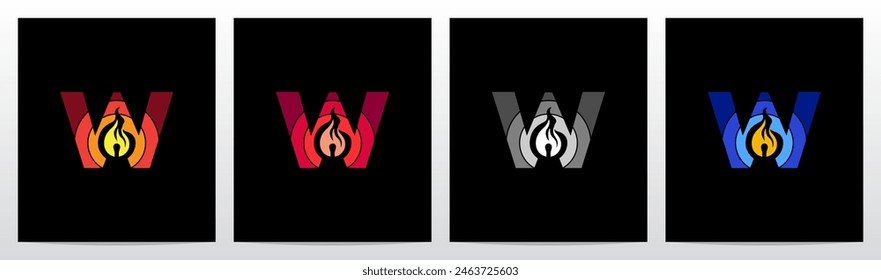 Lighting Matchstick Letter Initial Logo Design W