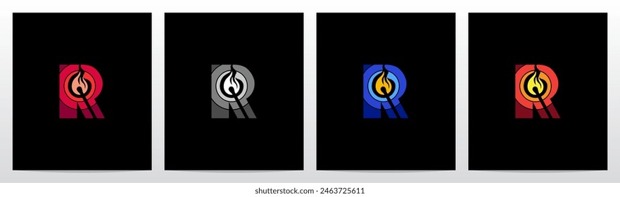 Iluminación Matchstick Letter Initial Logo Design R