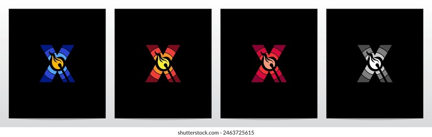 Beleuchtung Streichholzbuchstabe Initial Logo Design X