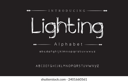 Lighting Modern Bold Font. Sans Serif Font. Regular Italic Uppercase Lowercase Typography urban style alphabet fonts for fashion, sport, technology, digital, movie, logo design, vector illustration