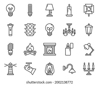 Icono de contorno de iluminación y símbolo para sitio web, aplicación