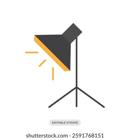 Lighting photo studio softbox light icon. Camera and photography symbol sign vector illustration in color fill style.