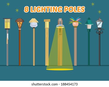 Lighting Pole Around The World - Vector Set