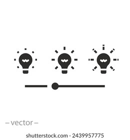 icono de deslizador de iluminación, control de brillo, gestión de luz de nivel, símbolo plano sobre fondo blanco - ilustración vectorial eps10