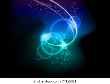 Lighting spiral on the black background