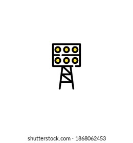 Lighting stadium icon. Soccer or football icon. Simple, flat, outline, color, black.