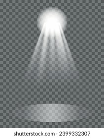 Lighting the stage with a single lamp with a bright halo around the lamp. Vector illustration EPS10