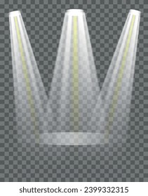 Lighting the stage with three lamps in the center and on the sides.