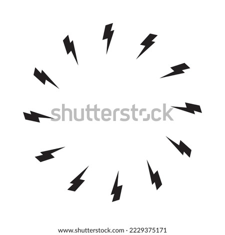 Lighting Strike Round Frame, Battery Charger Circular Pictogram, Lightning Bolt Background, Thunderbolt Round Frame