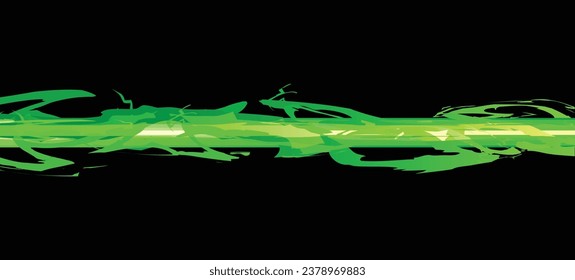 Lighting strip, green lane, isolated vector illustration. Magic object for ui or game design, mystical item. Abstract effect of explosion or power motion, energy flow. Cartoon style.