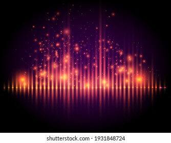 Lighting style equalizer with flare and spark, abstract technology vector background