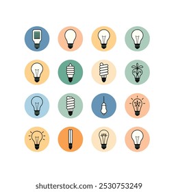 Lighting Thin Line Icons - Editable Stroke - Icons Include Light Bulbs, Compact Fluorescent, LED Light Bulb, Incandescent Light Bulb,