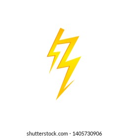 Lighting thunder bolt flash yellow icon set in flat style isolated on white background. Vector illustration