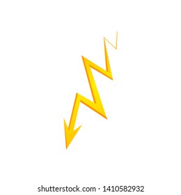 Lighting thunder bolt flash yellow icon set in flat style isolated on white background. Vector illustration