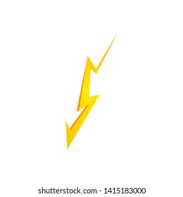 Lighting thunder bolt flash yellow icon set in flat style isolated on white background. Vector illustration