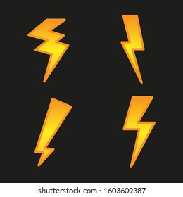 Lighting and thunder icons. Vector illustrations set