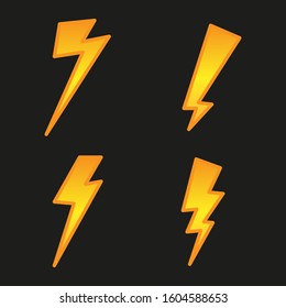 Lighting and thunder icons. Vector illustrations set