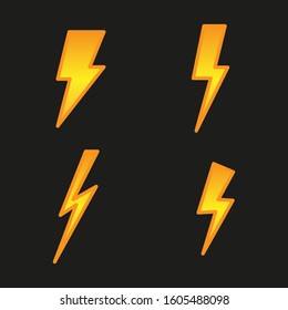Lighting and thunder icons. Vector illustrations set